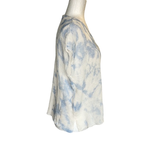 Wooden Ships Blue & White Tie Dye Printed Oversized Short Sleeve Knit Sweater XS - Picture 5 of 11
